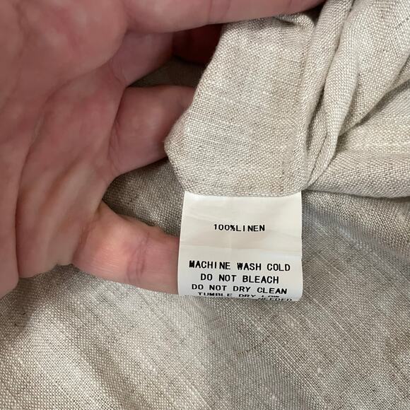 NEW ADOR 100% Linen Button Up Shirt Oversized Lagenlook Beige - Size Medium - Picture 4 of 8